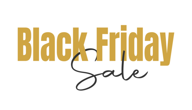 Black Friday sale word . Shiny golden text Transparent background Black Friday advertising, special offer and sale. Banner and poster, brochure and flyer design