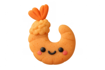 Cute smiling tempura prawn kawaii clay character
