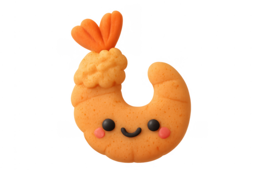 Cute smiling tempura prawn kawaii clay character - Powered by Adobe