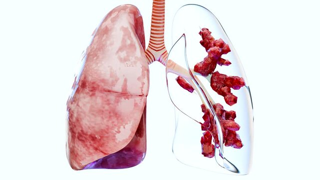 3d human lungs Cancer , cancer growth , Tumor growing, 3D Rendered Medical Animation , Lungs Cancer Visualization , Pneumonia illness ,High quality 4k footage