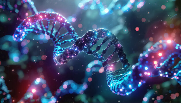 DNA Helix - A Vibrant and Detailed Scientific Visualization.