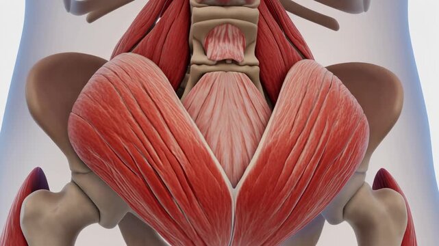 Detailed 3D anatomical illustration of the iliococcygeus muscle and pelvic floor