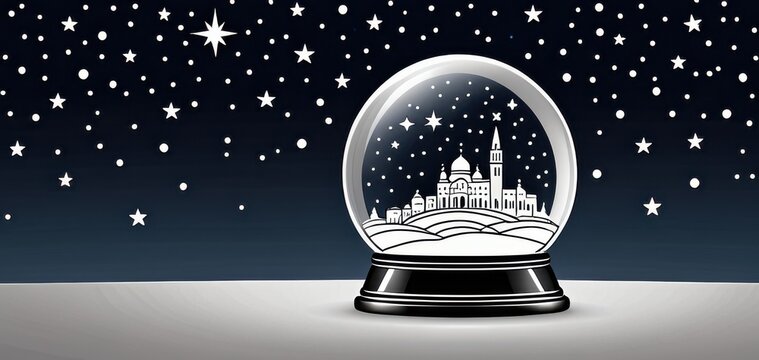 snow globe with city under starry night sky, christmas banner, concept of holiday, concept of retail - Powered by Adobe