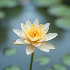 Close-Up of Dewy White-Yellow Flower with Bokeh Background