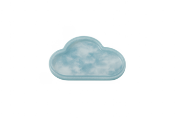Blue decorative cloud shaped ceramic tray with transparent background