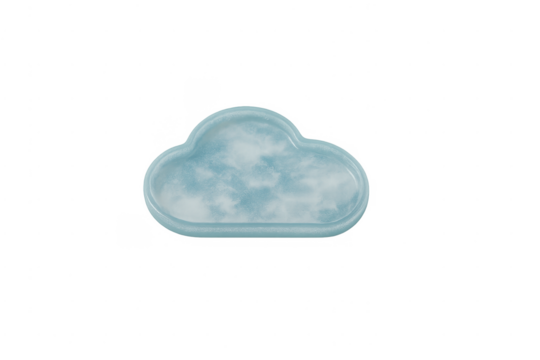 Blue decorative cloud shaped ceramic tray with transparent background