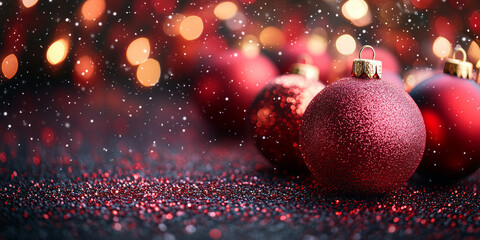 Obraz premium Bombki choinkowe glamour w czerwieni i złocie – świąteczny blask i styl