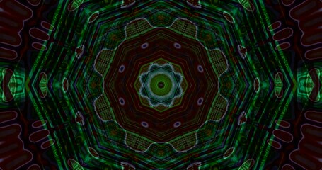 Create a seamless looping tunnel video screensaver featuring vivid green geometric patterns and dynamic visual effects for an engaging display