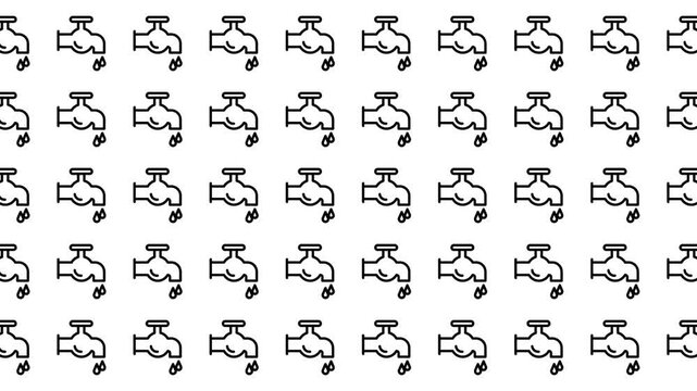 Repeated water faucet icons on white background. Suitable for plumbing services brochure, website design, packaging, and home improvement materials.