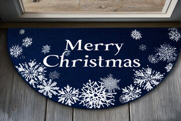 Welcome guests with a festive 'Merry Christmas' doormat adorned with elegant snowflakes, perfect for creating a warm holiday entryway.