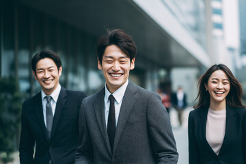 アジア人のビジネスマンとビジネスウーマン