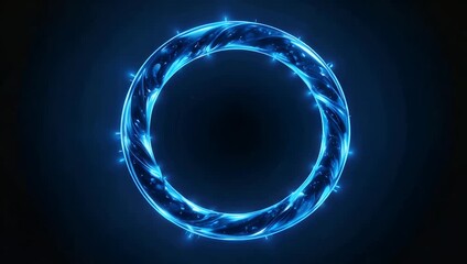 Captivating 4K UHD 3840x2160 3D render animation in a seamless loop presenting a complex twisted blue ring object with distinct illuminating edges strongly suggesting a theme of futuristic technology