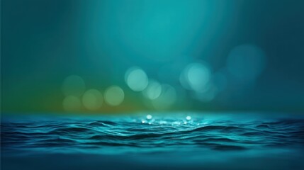 Tranquil Deep Blue Ocean Surface with Soft Waves and Gentle Bokeh Highlights for Relaxation and Calmness in Visual Media Projects