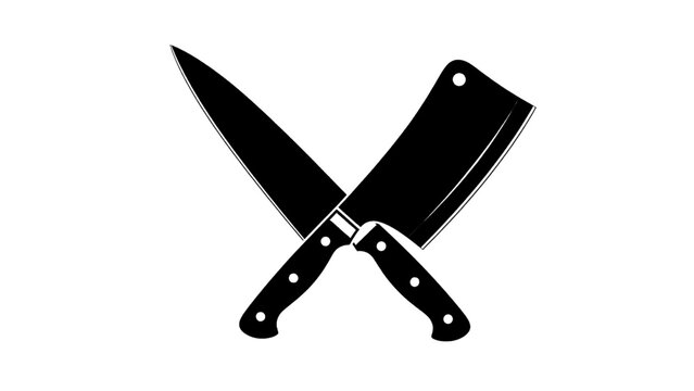 Vector illustration&nbsp;of crossed chef knife and cleaver on a transparent background