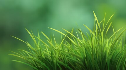 Obraz premium Lush Green Grass Blades with Soft Focus Background Creating a Tranquil and Serene Nature Scene for Freshness and Renewal Concepts