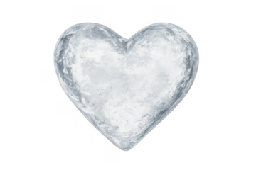 Ice heart symbolising frozen love on transparent background