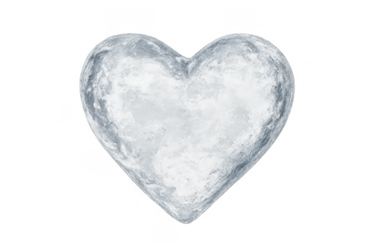 Ice heart symbolising frozen love on transparent background