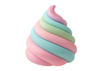 Pastel whipped cream swirl 3d dessert on transparent background