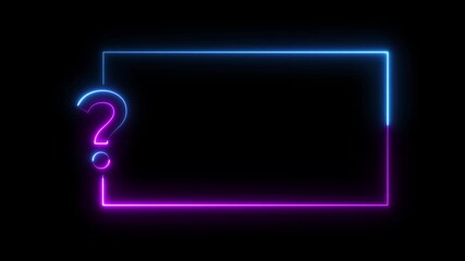 Question mark neon sign light on wall background. Quiz trivia game competition. Glowing large advertisement in concept animation. Game announcement neon message. - Powered by Adobe