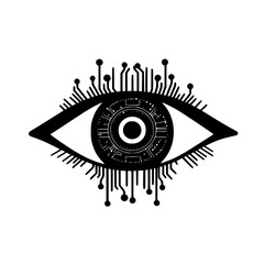 Fototapeta premium Futuristic Monochrome Eye with Circuitry Design