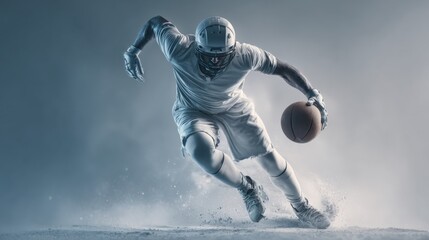 Fototapeta premium American football player in full sprint motion conveying speed and power