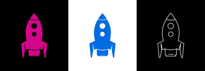 Abstract colorful spaceship rocket icon vector set. Creative spacecraft designs to use for business goal, technology, science projects.