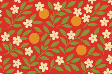 Orange oranges Citrus Food Fruit Natural leaves Flowers Flower Floral Botanical Fruit Tree Florida Fresh Organic Ripe Print Design Vector