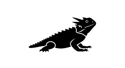 Fototapeta premium Silhouette of a horned lizard isolated on white