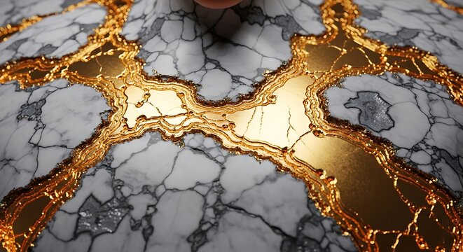 Stunning abstract marble texture with luxurious molten gold veins, perfect for elegant backgrounds and high-end designs