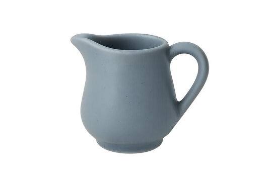 Grey-blue ceramic creamer jug pouring milk - Powered by Adobe