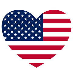 Fototapeta premium A vibrant illustration of the American flag shaped into a heart, symbolizing freedom, unity, and creativity with a modern, patriotic artistic style.
