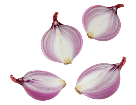Fresh Purple Onion Slices Isolated on Transparent Background for Culinary Uses and Food Preparation