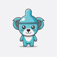 Naklejka premium Charming cartoon character illustration featuring an adorable blue koala-like creature wearing a whimsical funnel-shaped hat, exuding playful and friendly vibes for various design projects