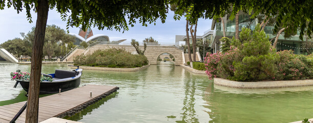 Baku, Azerbaijan. The Little Venice water park is located on the Baku Boulevard in the center of Baku.
