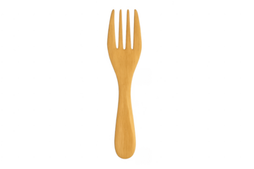 Wooden eating fork displaying sustainable kitchen utensil concepts