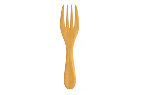 Wooden eating fork displaying sustainable kitchen utensil concepts
