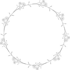 Hand Drawn Style Leaf Wreath Frame 