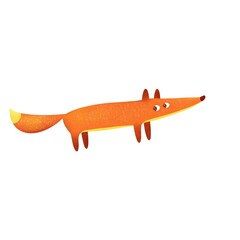 Cute Hand Drawn Fox Illustration – Cartoon Woodland Animal for Kids and Nursery Design