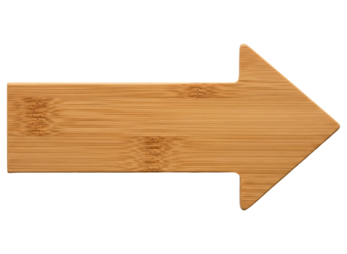 Wooden arrow pointing right with natural bamboo texture for navigation or direction