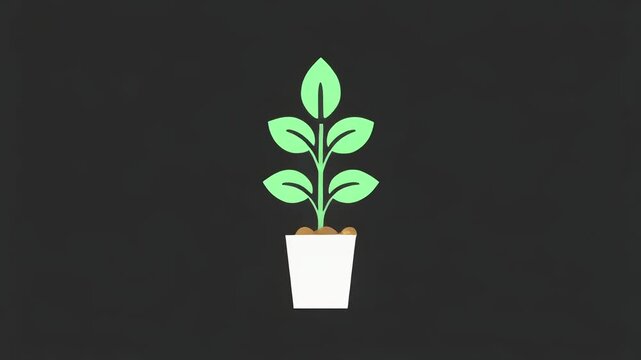 A 2D cartoon animation of a green plant growing in a pot. This simple, flat-style, looping icon symbolizes growth, nature, life, and eco-friendly concepts.