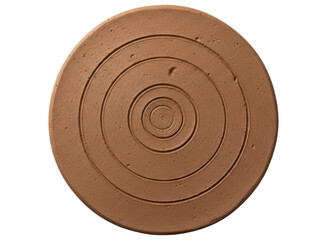 Textured brown pottery wheel bat with concentric circles for ceramic crafting