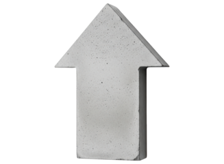 Upward pointing concrete arrow symbol for direction, progress, and growth