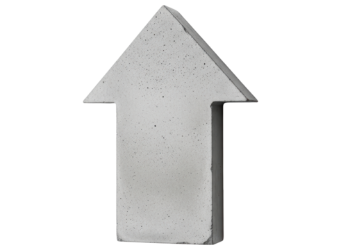 Upward pointing concrete arrow symbol for direction, progress, and growth