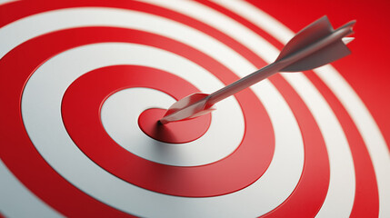 An arrow hitting the center of a target, representing strategic thinking, sharp focus, disciplined action, and the achievement of goals through accuracy and determination