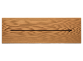 Warm brown wood texture with distinct grain lines and a black arrow pointing right