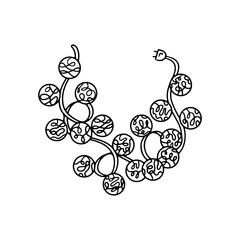 Hand drawn doodle hygge garland light with round bulbs clipart vector illustration. Cozy domestic christmas lamp line art