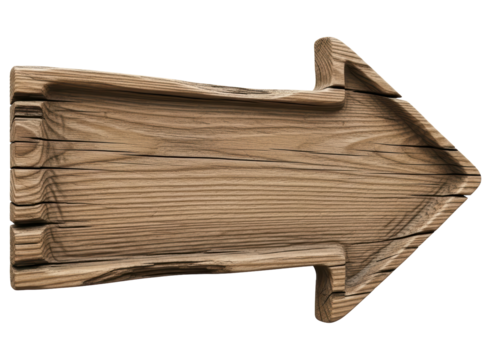 Rustic wooden arrow pointing right with natural texture and aged appearance - Powered by Adobe