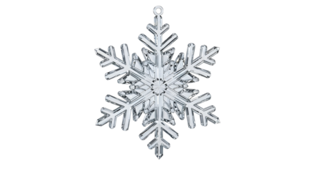 Crystal snowflake Christmas ornament isolated PNG with Transparent Background