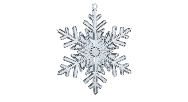 Crystal snowflake Christmas ornament isolated PNG with Transparent Background