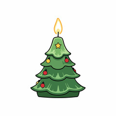 vector illustration of a Christmas tree shaped candle